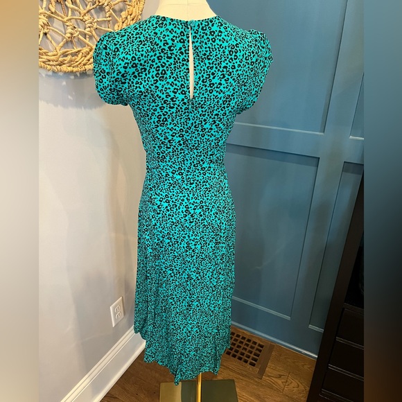 Aqua dress with black animal right. Slit in side. With only once. - Picture 3 of 4